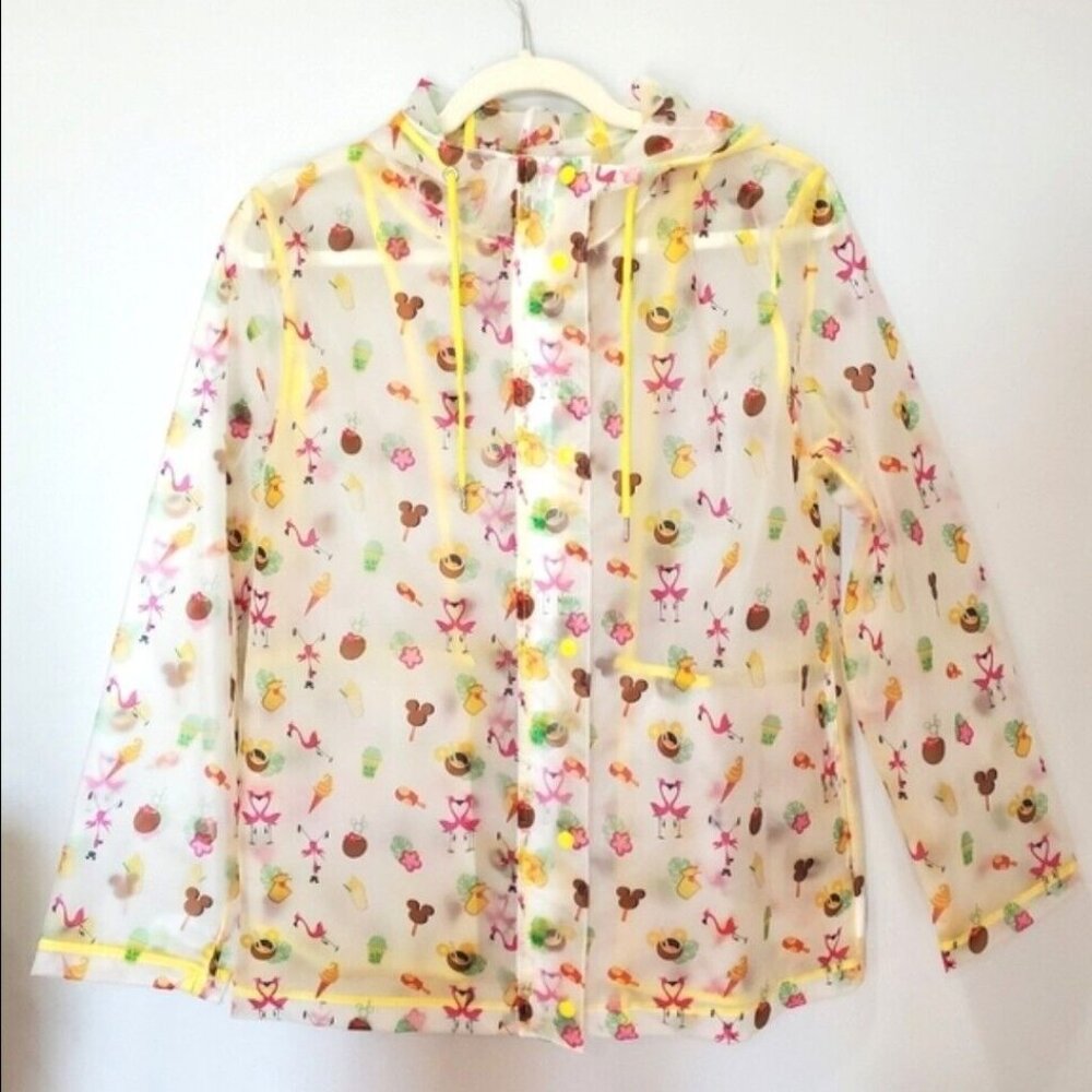 Disney Parks Mickey Mouse Snack Treats Rain Hooded Zip Jacket Adult L Pockets!
